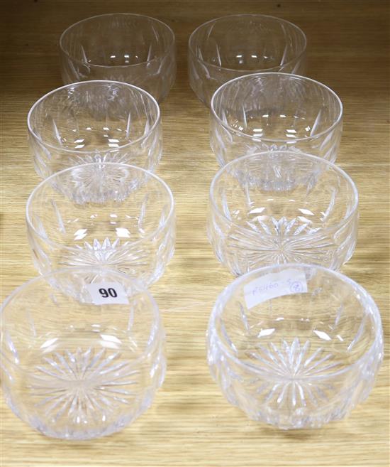 A set of eight cut glass finger bowls